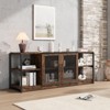 70In TV Stand, Entermainment Center with Storage Cabinet & 2 Mesh Doors, Wood Rustic TV Console, 2 Tier Farmhouse TV Table for Living Room, Bedroom - 3 of 4