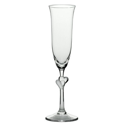 6.3oz 2pk Glass L'Amore Satin Heart Flute Drinkware Set - Stolzle Lausitz
