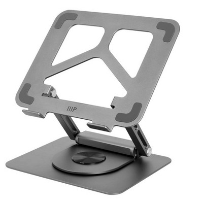 Monoprice 6-in-1 Z-Fold Laptop Stand and Detachable USB-C Docking Station with 4K HDMI, 360° Rotating Base, RJ45 Gigabit Ethernet