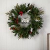 Nearly Natural 24-in Holiday Winter Owl Family Pinecone Berry Christmas Artificial Wreath - 3 of 4