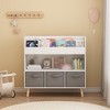 KTMBDW Kids Bookshelf and Toy Storage, Large Capacity Kids Book Rack with 3 Fabric Bins, Sling Kid Bookcase, for Kids Room, Nursery, Playroom, White - 2 of 4