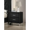 Vynxaria 1pc Glam Black 2-Drawer Nightstand, Fabric Upholstered (Nailhead Tufted), 8mm Tempered Glass, Wood/Metal Build, Durable Bedroom Furniture - 2 of 4