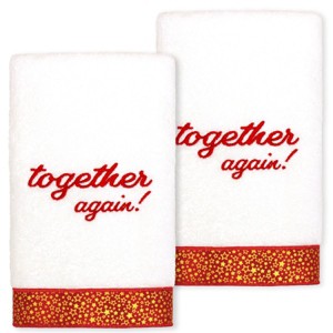 Linum Home Textiles CHRISTMAS TOGETHER AGAIN - Embroidered Luxury 100% Turkish Cotton Hand Towels - 1 of 3