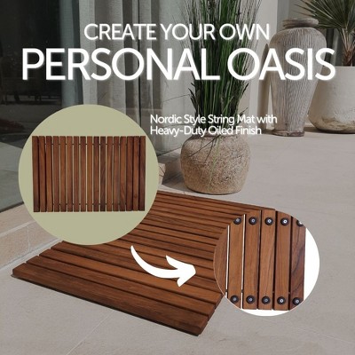 Nordic Teak 23.62" x 15.75" Shower and Bath Mat with Rubber Feet