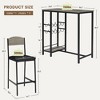 3 Piece Dining Table Set with 2 PU Upholstered Chairs, Counter Height Table with Storage Shelf for Small Space Apartment - 2 of 4