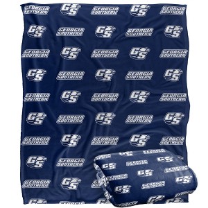 Georgia Southern University Logo Pattern Silky Touch Blanket White 50x60 - 1 of 4