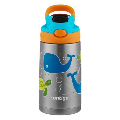 Contigo 13oz Kids Stainless Steel Water Bottle with Redesigned AutoSpout Straw Whales and Turtles