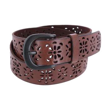 CTM Women's Perforated Design Leather Belt
