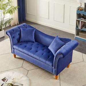 DOMETOUR 71 Inch Velvet Sofa with Storage for Living Room Bedroom, U Shape Backrest Couch with 2 Pillows - 1 of 4