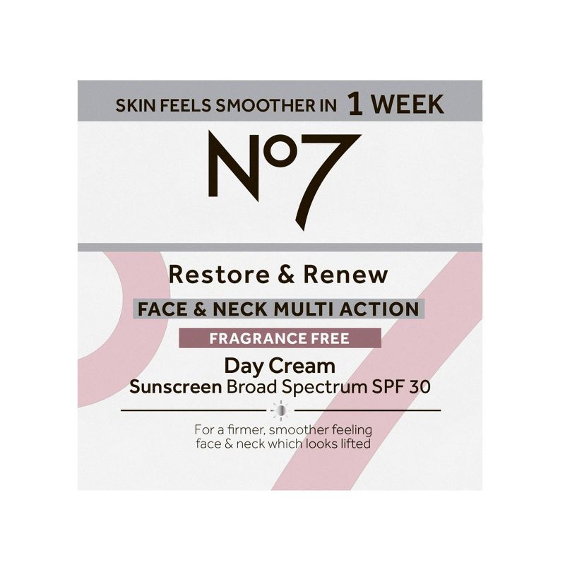 No7 Restore &#38; Renew Face &#38; Neck Multi Action Fragrance Free Day Cream with SPF 30 - 1.69 fl oz, 5 of 10