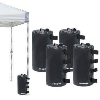 Aoodor Canopy Weights Bag Water Fillable - Set of 4, 176 Lbs Tent Weights, Easy-to-Use Design for Gazebo and Tent - Black