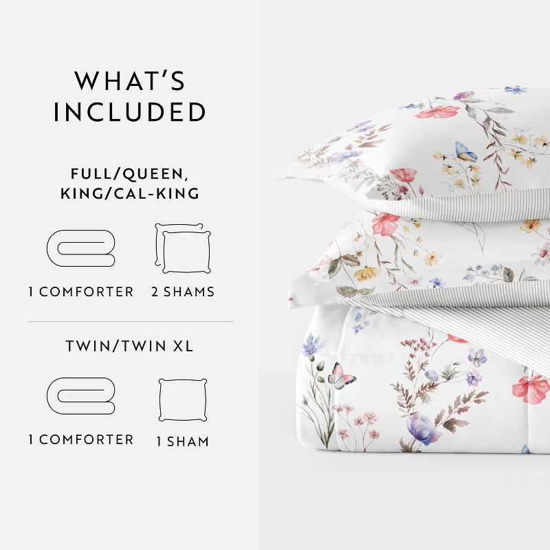 Meadow Floral All Season Reverisble Comforter Down Alternative Filling, Machine Washable - Becky Cameron, 5 of 12