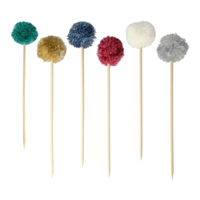 Meri Meri Metallic Pompom Cake Toppers (Pack of 6 in 6 colors)
