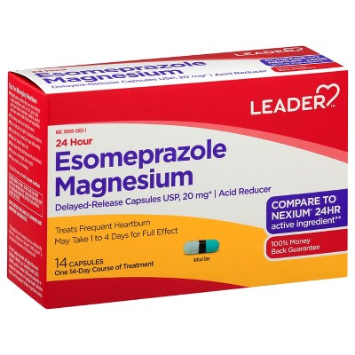 Leader 24 Hour Esomeprazole Magnesium 14 Capsules