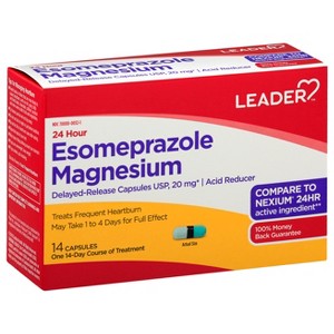 Leader 24 Hour Esomeprazole Magnesium 14 Capsules - 1 of 4