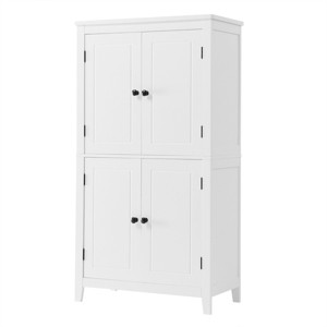 GlasFlength Bathroom Storage Cabinets Modern Freestanding Cabinet 4 Doors with Adjustable Shelves for Bathroom Living Room, White, 23.6"*11.8"*43.3" - 1 of 4
