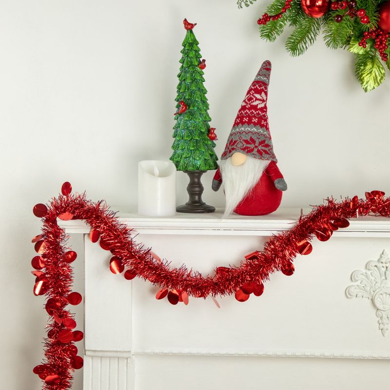 Northlight 50' x 2.5" Unlit Shiny Red Tinsel with Polka Dots Christmas Garland, 3 of 7