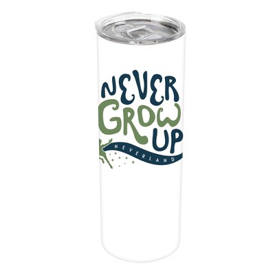Elanze Designs Never Grow Up Neverland Navy and Green 20 ounce Stainless Steel Travel Tumbler with Lid For Your On The Go Beverages