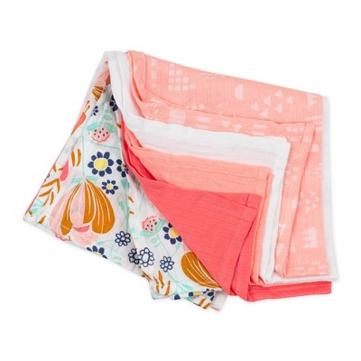 Image of Honest Baby Organic Cotton Cuddle Square - Flower Power 5pk