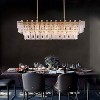Ludomide Modern Gold Rectangular Chandelier, 2-Tier Crystal Light Fixture, 6 Lights Pendant for Dining Room, Kitchen Island, L40"x W14"x H10" - 2 of 4