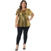 Women's Plus Size Metallic Sparkly Crew Neck Short Sleeve Party Disco Blouses - Agnes Orinda - 3 of 4