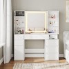 White Makeup Vanity Desk, Dressing Table with Mirror, Lights, and Charging Station - 4 of 4