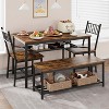 Dining Table Set for 4, Kitchen Table and 2 Chairs with Storage Bench - 2 of 4