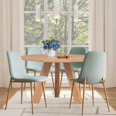 Oslo Modern Design Dining Chair Set Of 4 and 8, Linen Dining Chair with Oak Metal Legs, Indoor Furniture - Maison Boucle