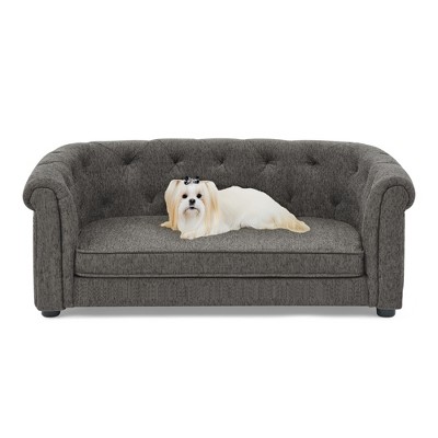 Bencmate Pet Beds Dark Gray Soft Comfortable Dog Sofa with Backrest Armrests Large Size for Living Room Bedroom, Gray, 38.5"*22.5"*14.25"