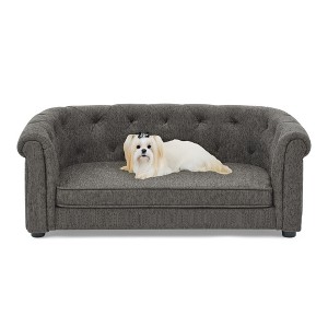 Gulches Dark Gray Pet Bed - Arc-Backrest Dog Sofa with Armrests for Medium & Large Dogs - 1 of 4