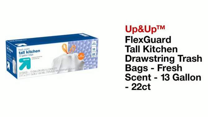 FlexGuard Tall Kitchen Drawstring Trash Bags - Fresh Scent - 13 Gallon - 50ct - up &#38; up&#8482;, 2 of 8, play video