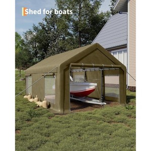 12x20 FT Heavy Duty Carport Canopy with Roll-Up Doors & Mesh Windows, UV Resistant Waterproof Tarp, Portable Garage Shelter for Car, Truck, Boat - 1 of 4