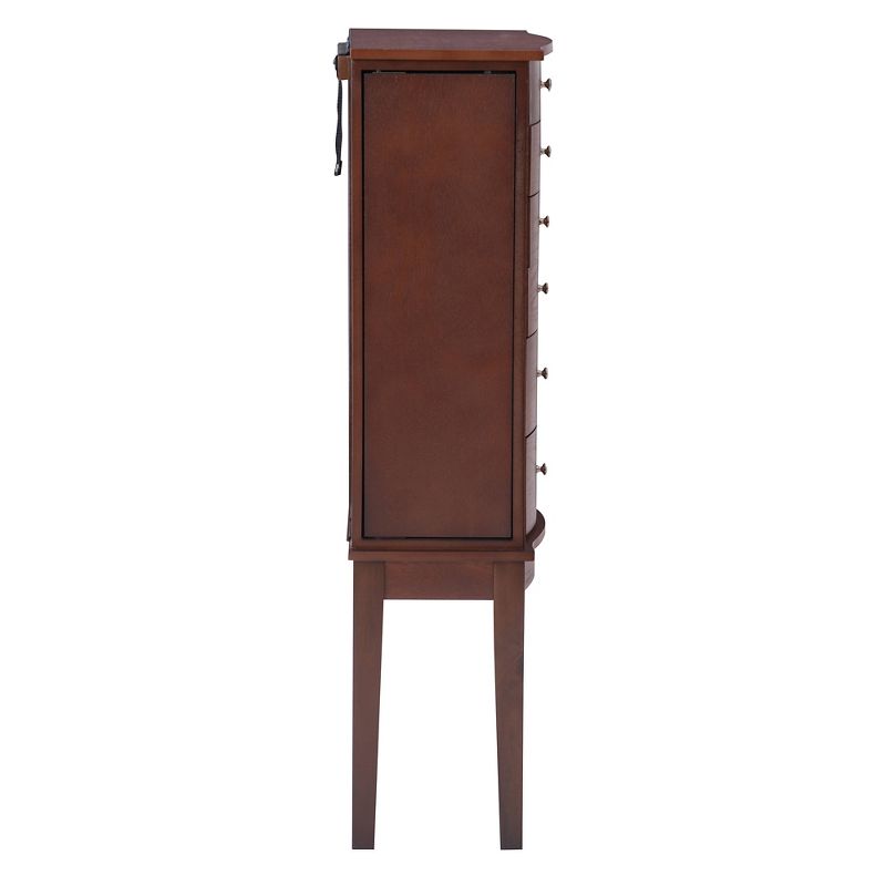 Francesca Traditional Wood 6 Lined Drawer Jewelry Armoire Merlot Brown - Powell, 6 of 17