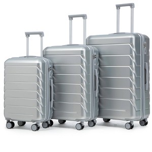 Angel Sar 3-Piece ABS Spinner Luggage Set, 20/24/28 Inch Silver Hardshell Suitcases with Combination Lock - 1 of 4