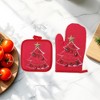 Unique Bargains Oven Mitts and Pot Holder Jingle Bells Christmas Polyester Closed Cell Foam Red - 4 of 4
