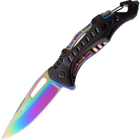 PRECISION BLADE RAINBOW TACTICAL SPRING ASSISTED POCK KNIFE / WITH CLIP