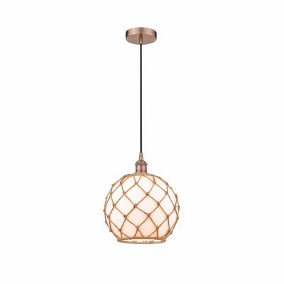 Farmhouse Rope - 1 Light Mini Pendant In Industrial Style-12.75 Inches Tall and 10 Inches Wide