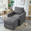 Grey Classic corduroy recliner, comfortable sofa recliner, upholstered lounge chair with footstool for living room - 2 of 4