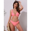 INSPIRE CHIC Women's Wide Strap O Ring Deep V Neck Bikini Sets, Tie Back Strappy Top Triangle Bottom Swimwear Suits 1 Set - 4 of 4