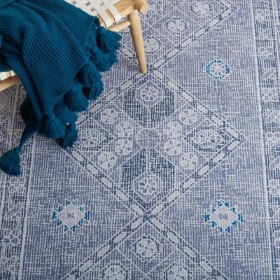 Tucson Grey and Ivory Washable Synthetic Area Rug