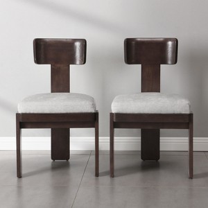 PAGED Upholstered Dining Chairs Set of 2 Stylish Dining Room Chairs with Solid Rubber Wood Legs for Dining Room, Kitchen, Restaurant - 1 of 4