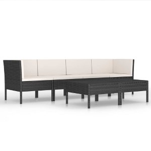 vidaXL Patio Lounge Set, 6-Piece, Poly Rattan, Black - Outdoor Furniture with Cushions, Coffee Table - 1 of 4