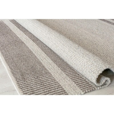 Gray and Taupe Handwoven Wool Cotton Stripe Area Rug 5' x 7'