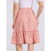 INSPIRE CHIC Women's Ruffle Hem Elastic Waist Flowy A-Line Swing Floral Midi Skirt - 4 of 4