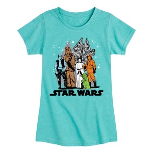 Girls' - Star Wars - Luke and Friends Group Fitted Short Sleeve Graphic T-Shirt - 1 of 3