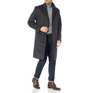 LONDON FOG Men's L19195 Signature Wool Blend Top Coat - Available in Black Camel & Charcoal - 1 of 4