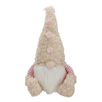 Northlight 18" Pink Striped Sitting Spring Plush Gnome Table Top Figure with Legs