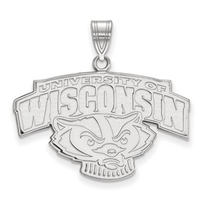 Black Bow Jewelry 14k White Gold Wisconsin Badgers NCAA Large Pendant