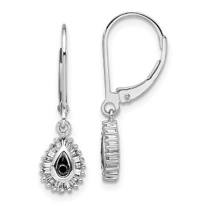 Black Bow Jewelry Black & White Diamond Teardrop Sterling Silver Lever Back Earrings - 1 of 4