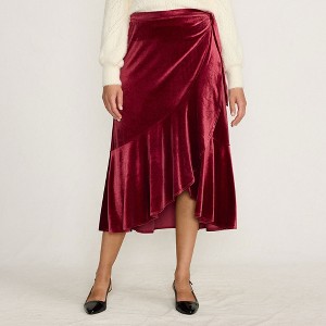 Lands' End Women's Velvet Wrap Midi Skirt - 1 of 4